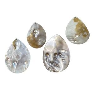 Vintage mother of Pearl teardrop oval pendant for crafting jewelry making